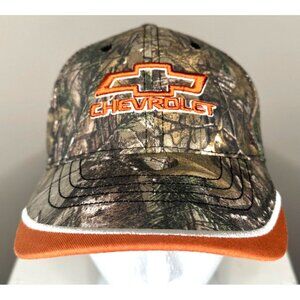 Chevrolet Baseball Hat Trucker Cap Camouflage Adjustable Embroidered Orange Logo